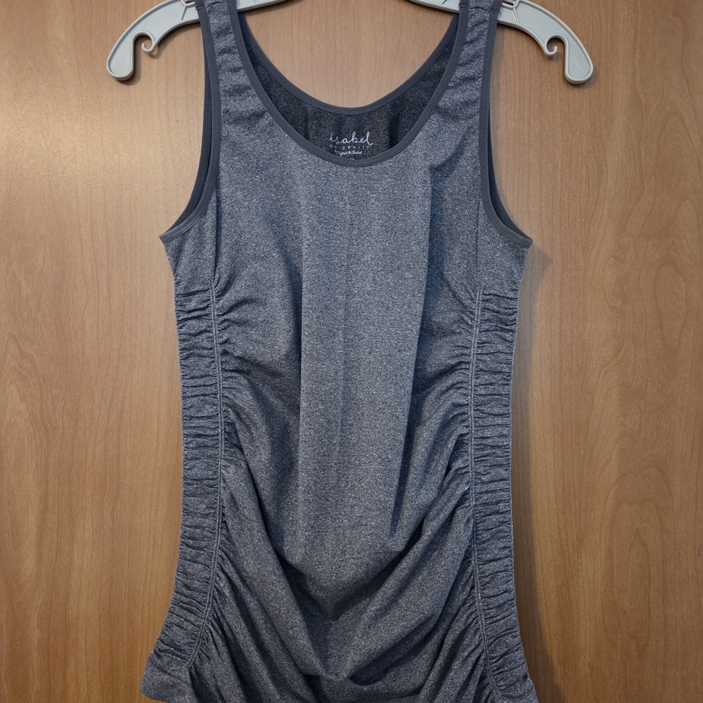 ISABEL MATERNITY BY ISABEL & INGRID Heather Gray Ruched Fitted Tank Top Size M/L